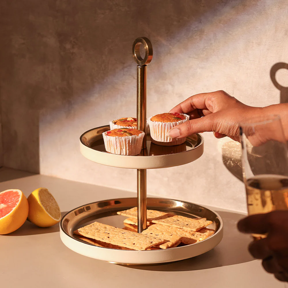 Bellum Two-Tier Dessert Stand - Gold Cream - Image 5