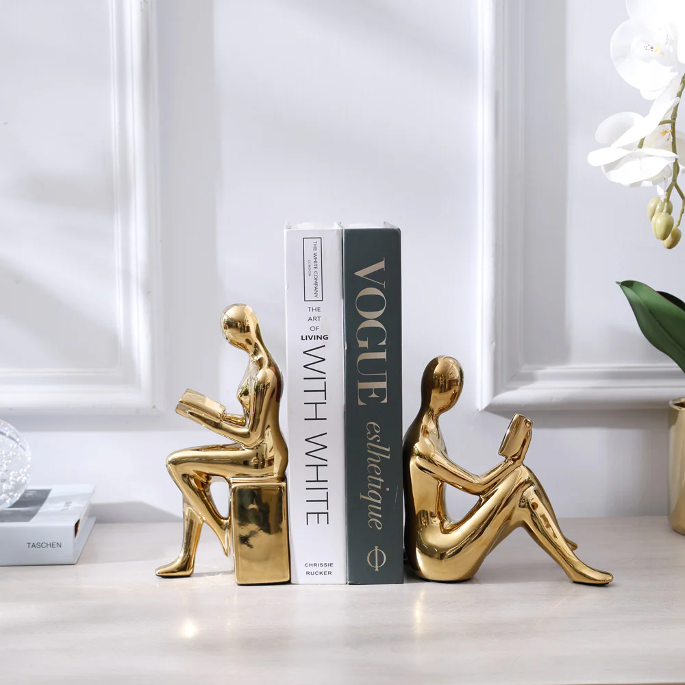 Bibliophile Bookends, Set of 2 - Gold