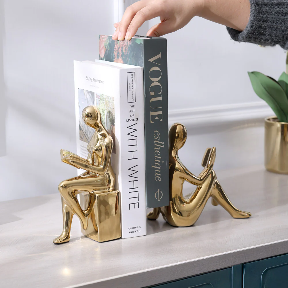 Bibliophile Bookends, Set of 2 - Gold - Image 2