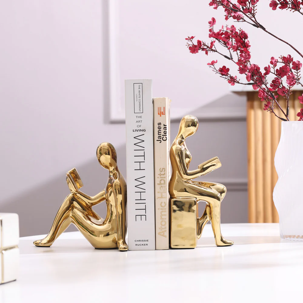 Bibliophile Bookends, Set of 2 - Gold - Image 3