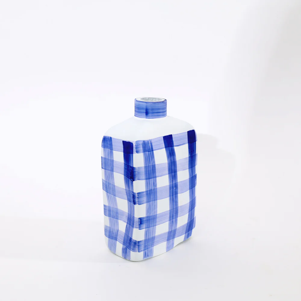 Bidon Handpainted Glass Vase Medium - Azure White - Image 3