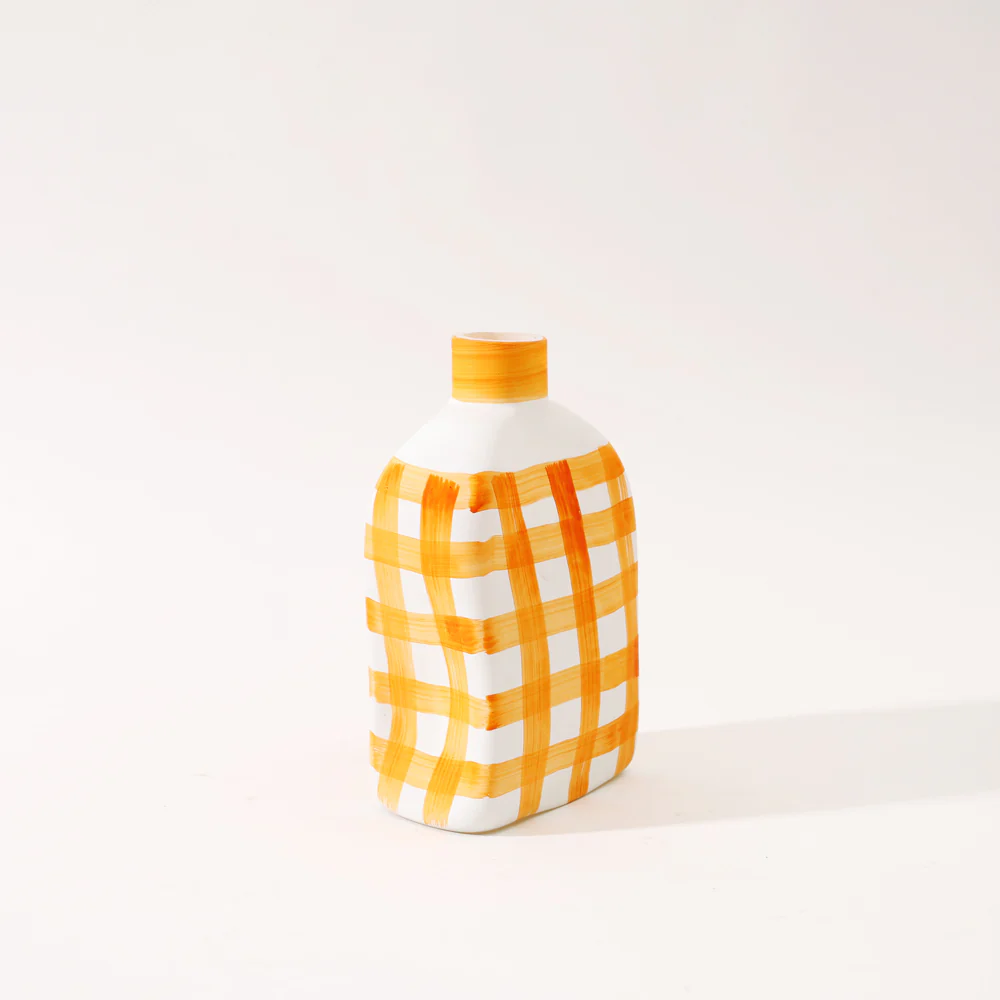 Bidon Handpainted Glass Vase Medium - Saffron White - Image 3