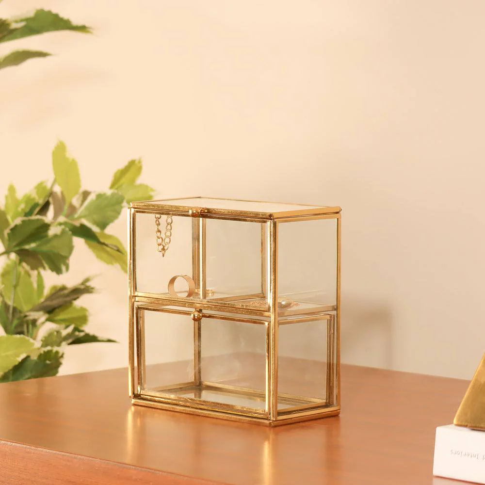 Blanc Two-Tier Organiser with Drawers - Gold - Image 4