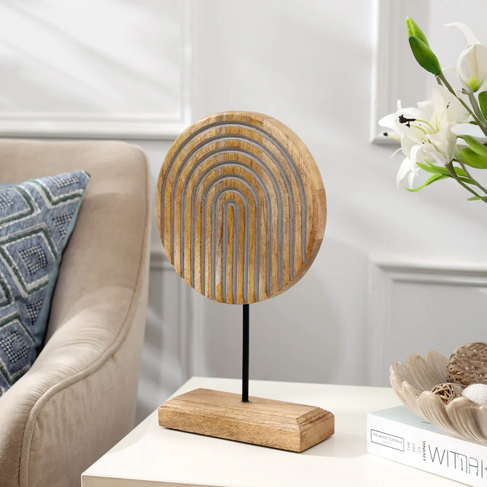 Bogen Carved Wooden Sculpture - Natural Grey - Image 2