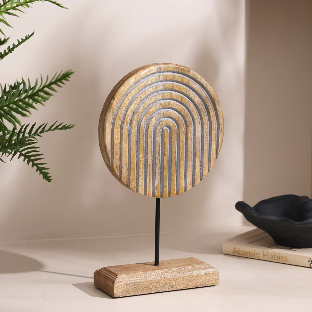 Bogen Carved Wooden Sculpture - Natural Grey - Image 4