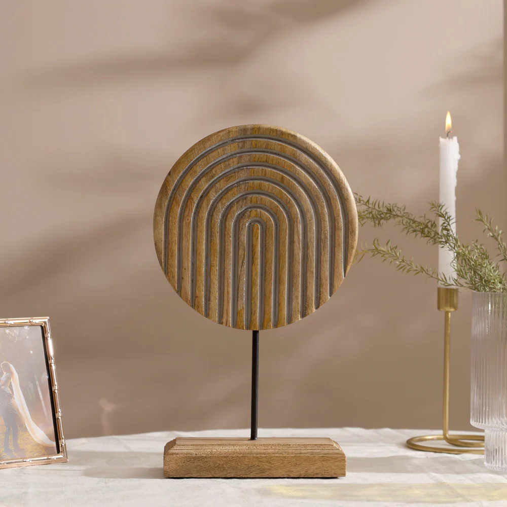 Bogen Carved Wooden Sculpture - Natural Grey - Image 5