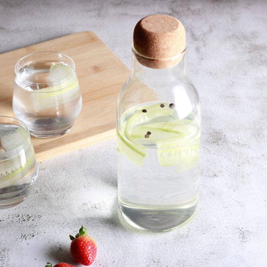 Borosilicate Glass Bottle With Cork Lid - Large - Image 7