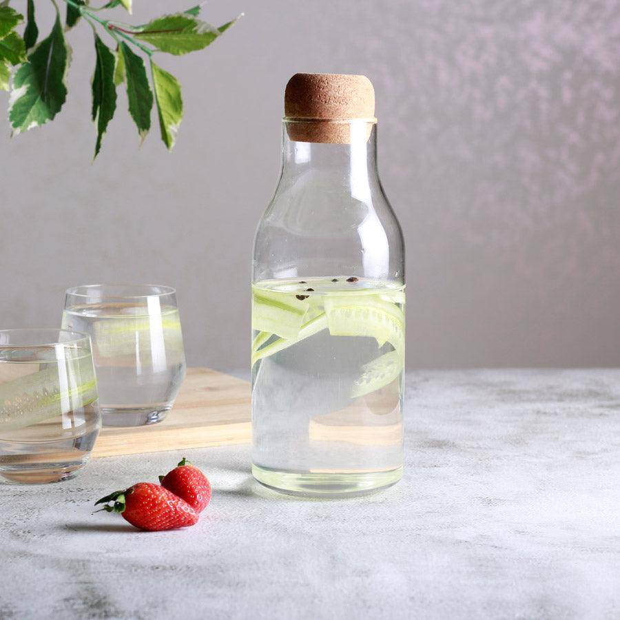 Borosilicate Glass Bottle With Cork Lid - Large - Image 9