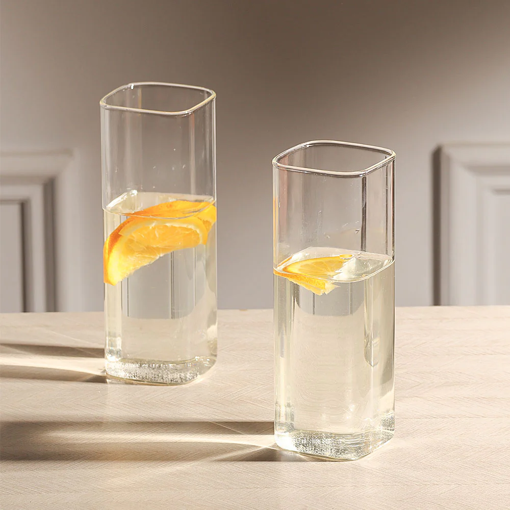 Borosilicate Square Long Drink Glasses, Set of 2 - Image 4