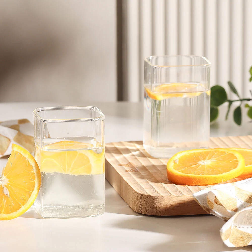 Borosilicate Square Short Tumblers, Set of 2