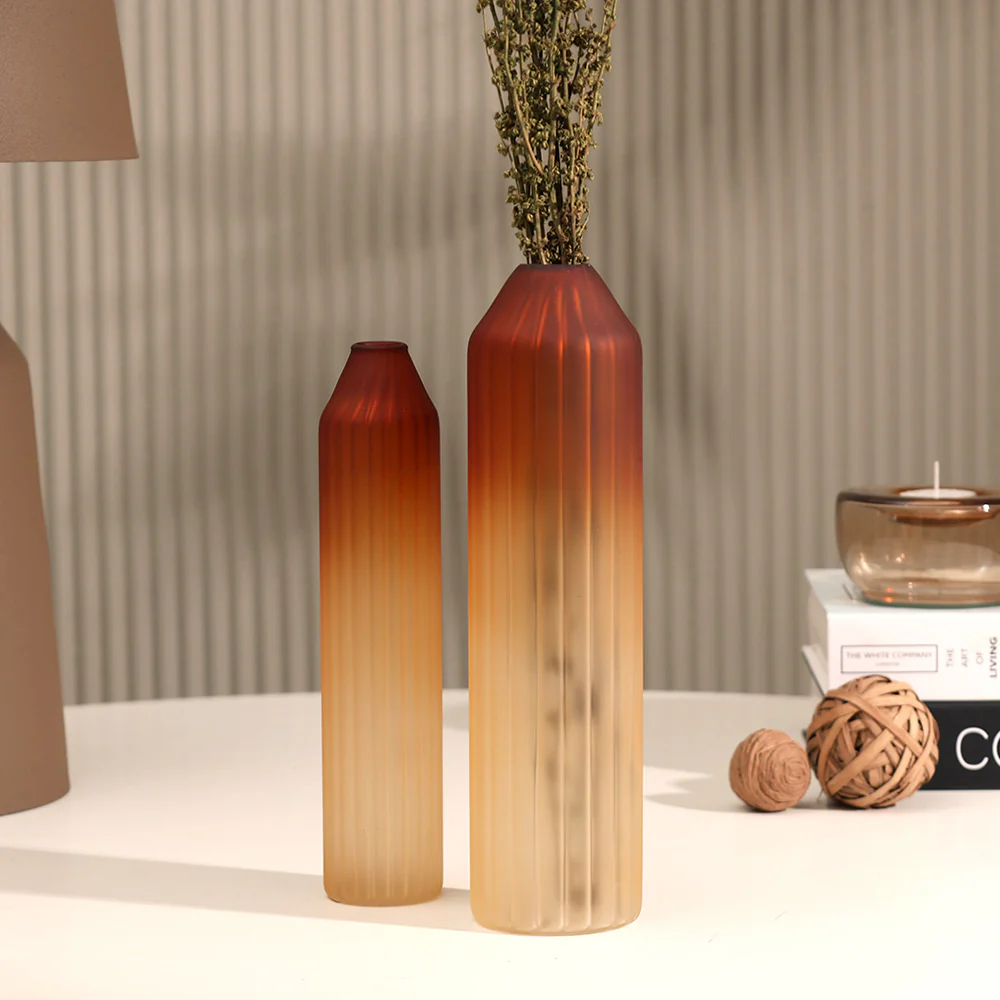 Botella Glass Vase Medium - Frosted Amber - Image 10