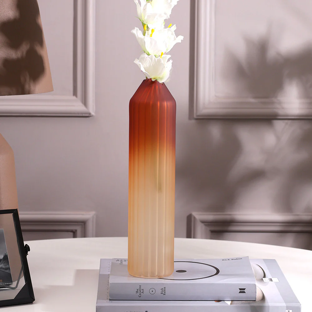 Botella Glass Vase Medium - Frosted Amber - Image 5