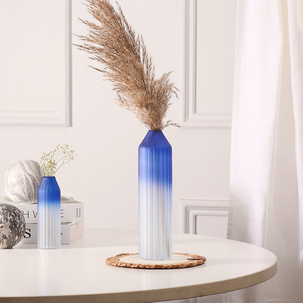 Botella Glass Vase Medium - Frosted Sapphire - Image 2