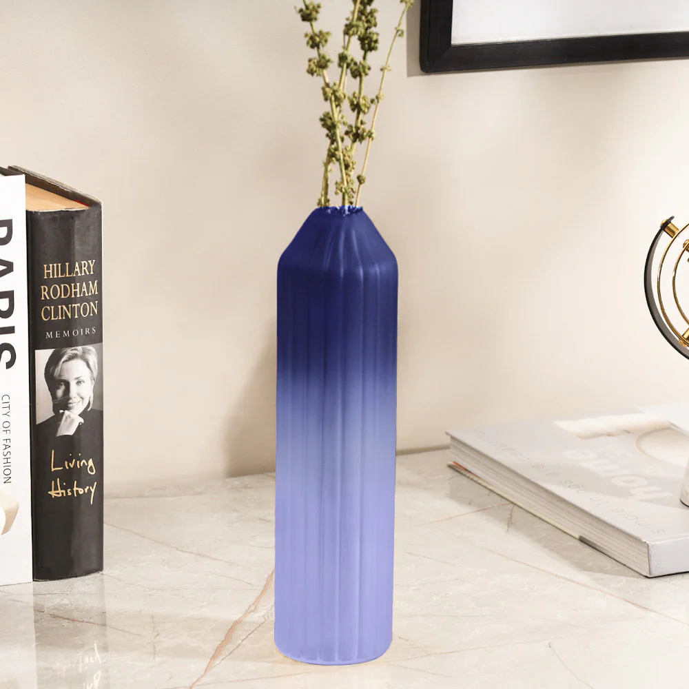 Botella Glass Vase Medium - Frosted Sapphire - Image 3