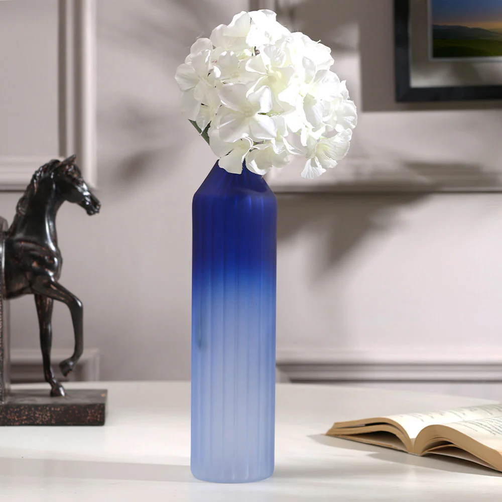 Botella Glass Vase Medium - Frosted Sapphire - Image 4