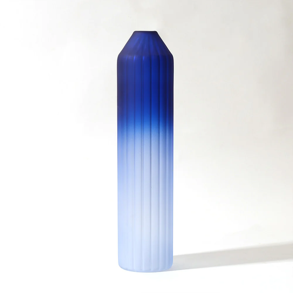 Botella Glass Vase Medium - Frosted Sapphire - Image 5