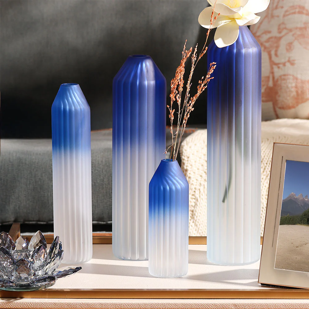 Botella Glass Vase Tall - Frosted Sapphire - Image 9