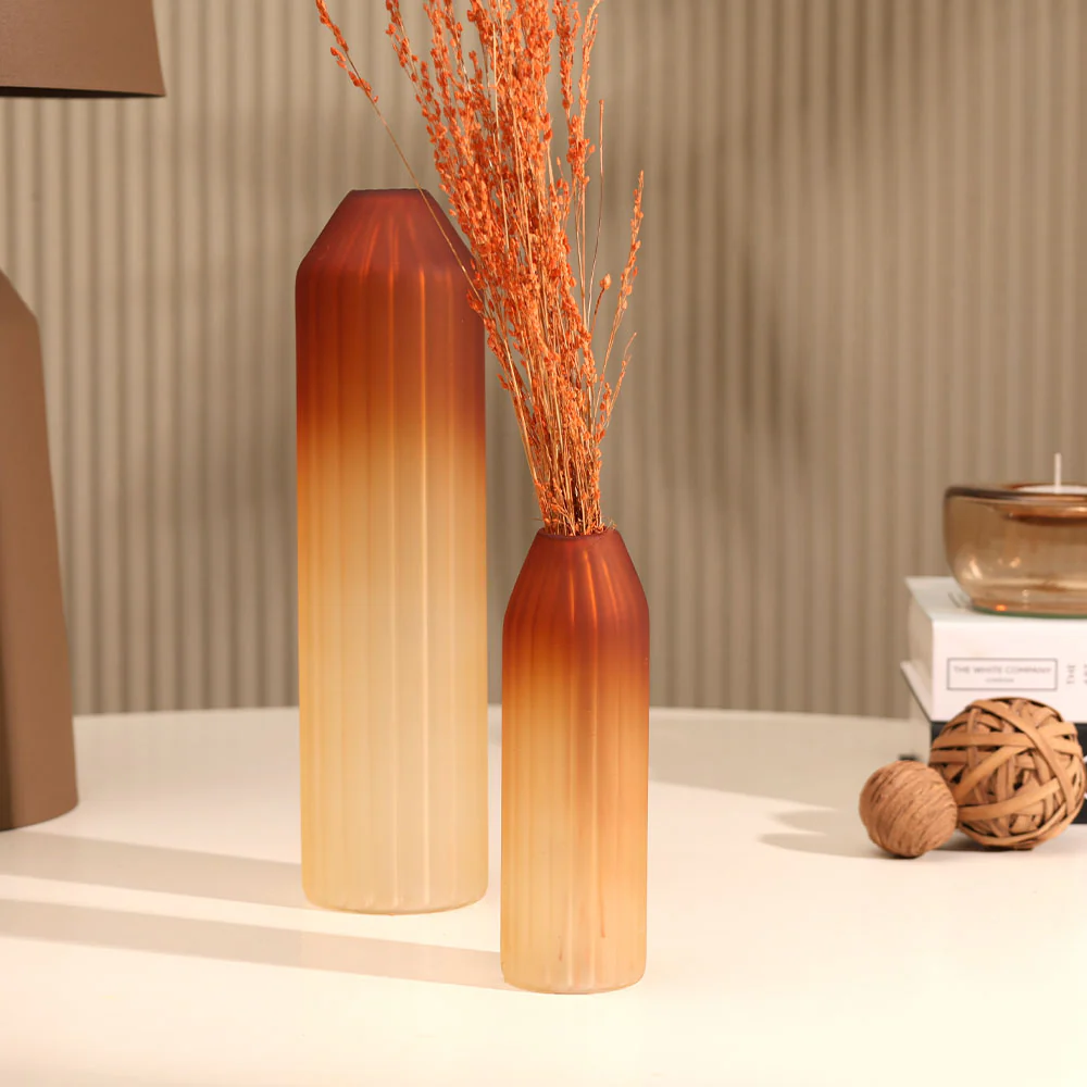 Botella Glass Vase Short - Frosted Amber - Image 10