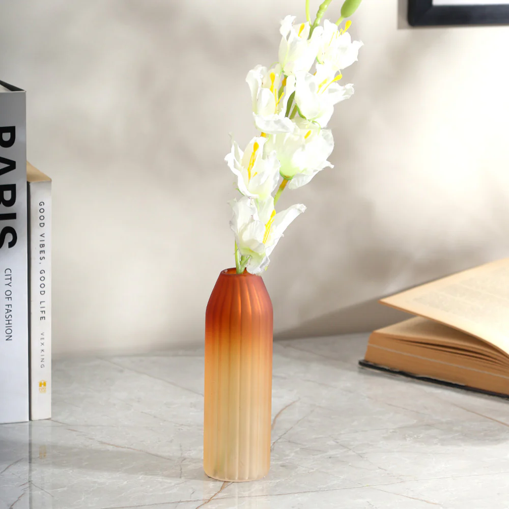 Botella Glass Vase Short - Frosted Amber - Image 11