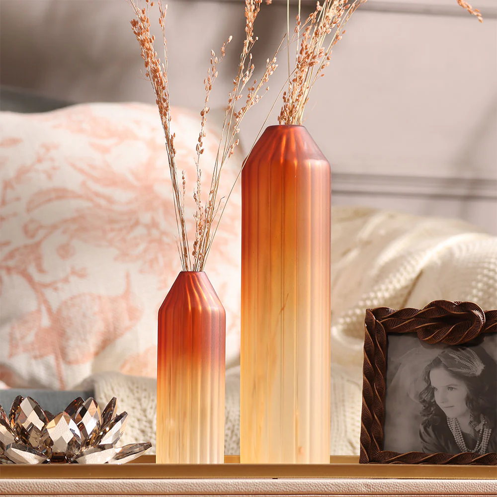 Botella Glass Vase Short - Frosted Amber - Image 4