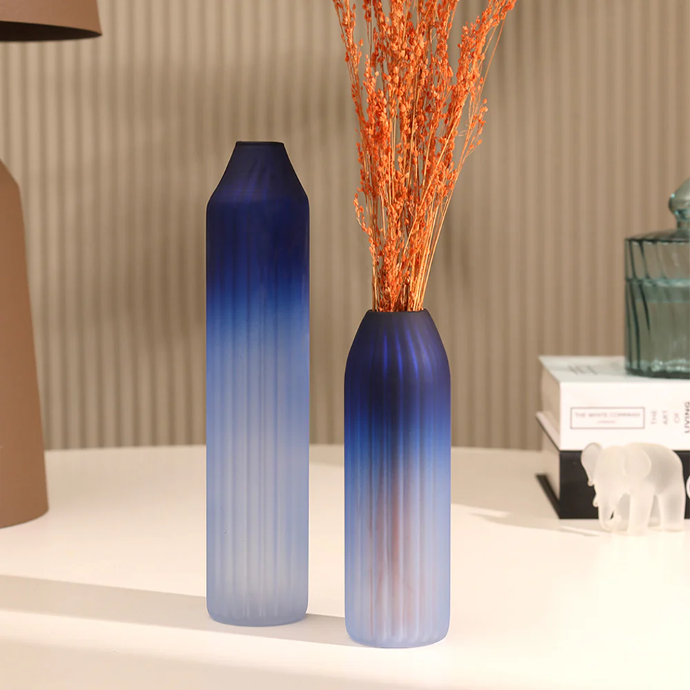 Botella Glass Vase Short - Frosted Sapphire - Image 10