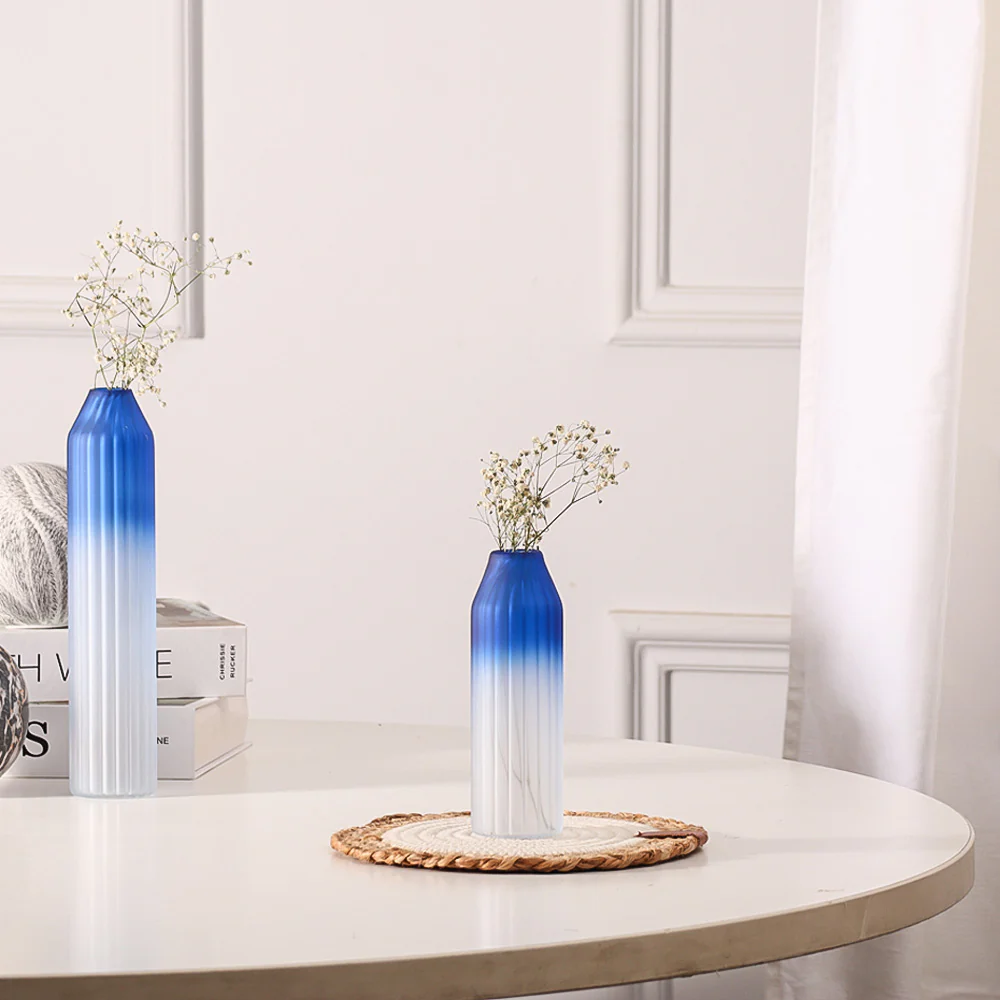 Botella Glass Vase Short - Frosted Sapphire - Image 5