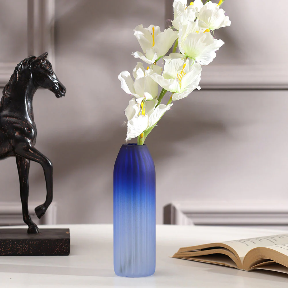 Botella Glass Vase Short - Frosted Sapphire - Image 6