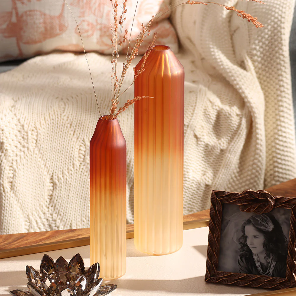 Botella Glass Vase Slim - Frosted Amber - Image 2