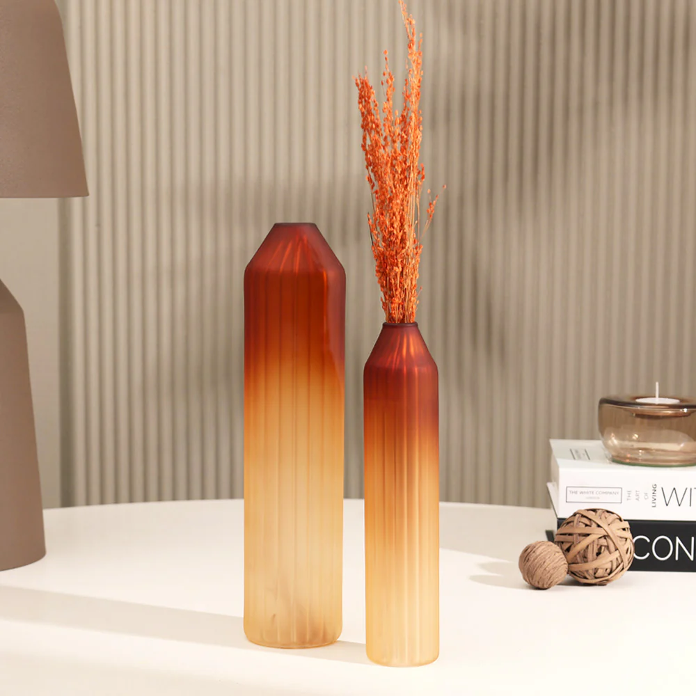 Botella Glass Vase Slim - Frosted Amber - Image 9