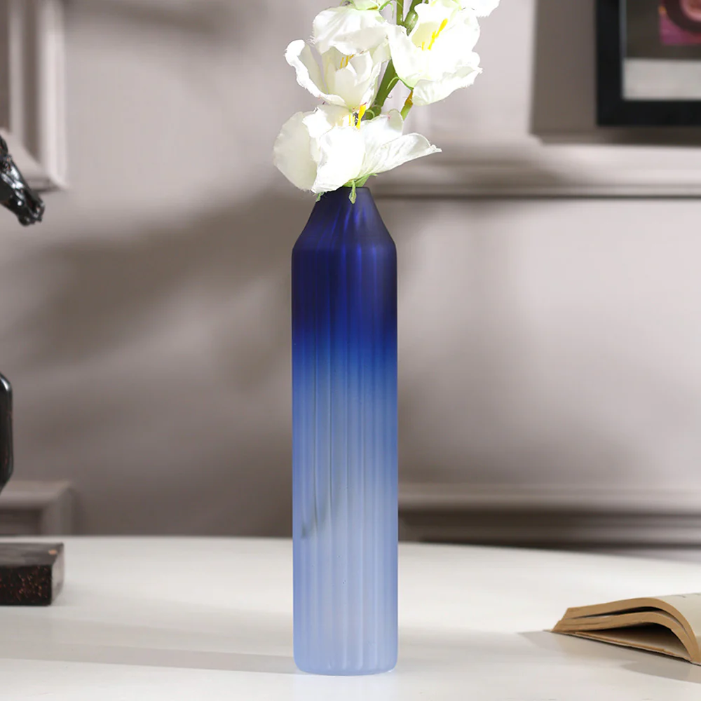 Botella Glass Vase Slim - Frosted Sapphire - Image 6