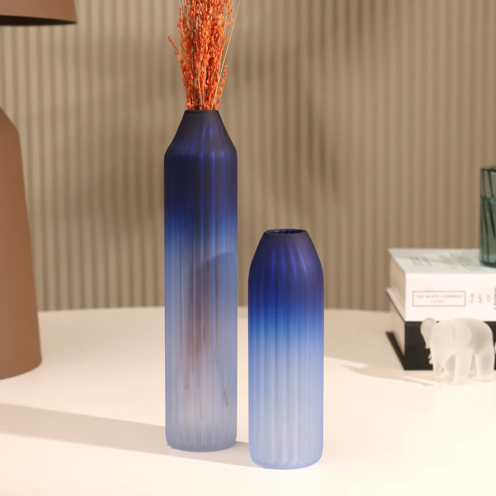 Botella Glass Vase Slim - Frosted Sapphire - Image 8