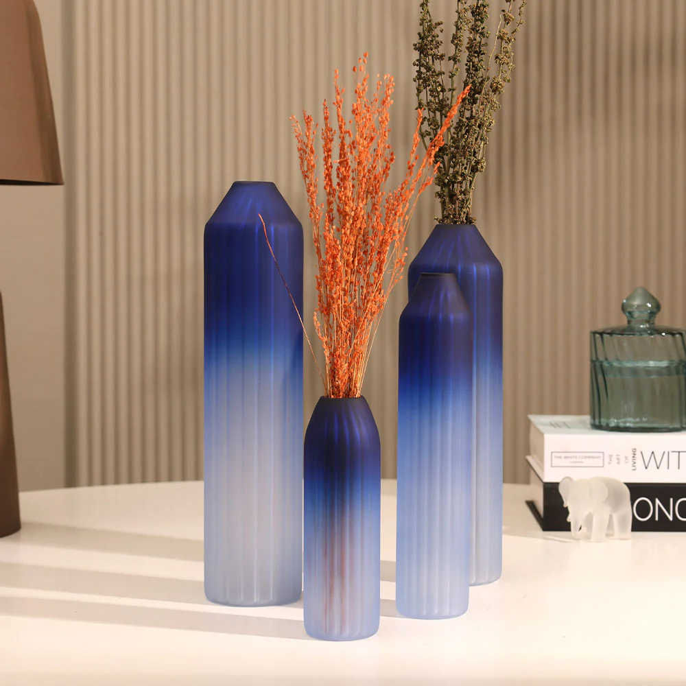 Botella Glass Vase Slim - Frosted Sapphire - Image 9