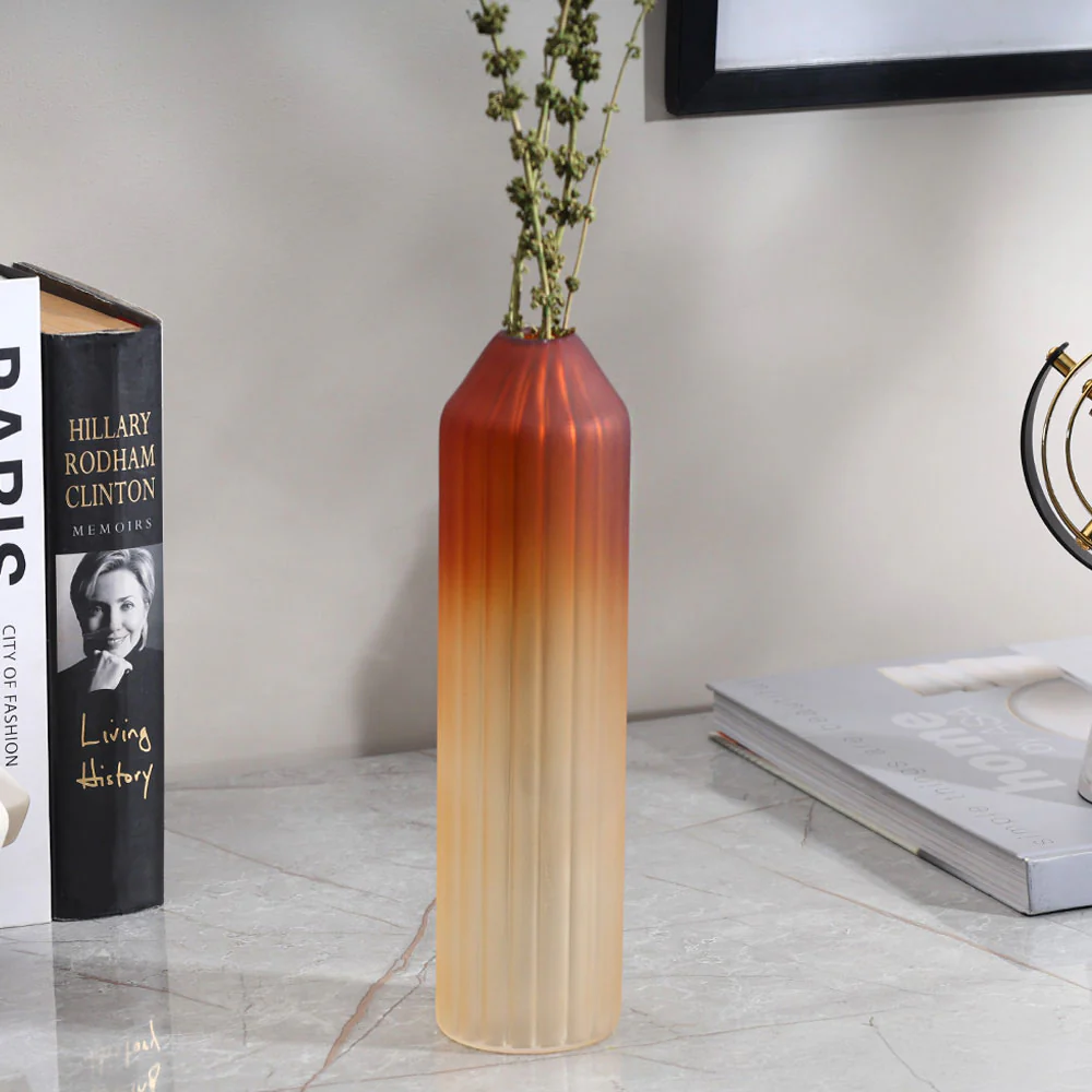 Botella Glass Vase Tall - Frosted Amber - Image 3