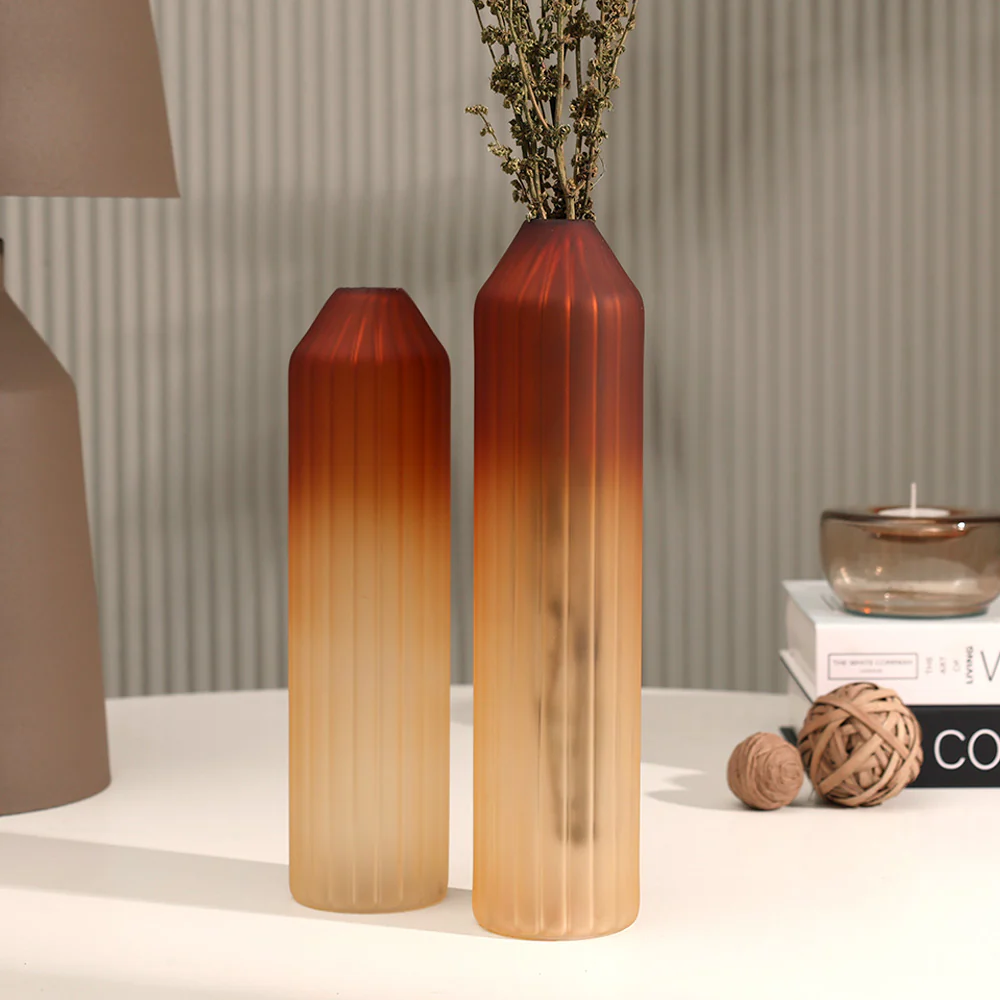 Botella Glass Vase Tall - Frosted Amber - Image 5
