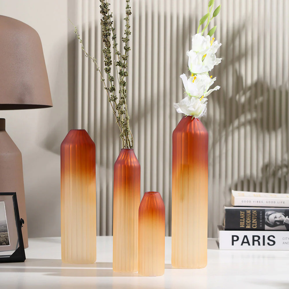 Botella Glass Vase Tall - Frosted Amber - Image 7