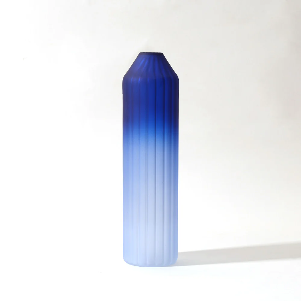 Botella Glass Vase Tall - Frosted Sapphire - Image 4