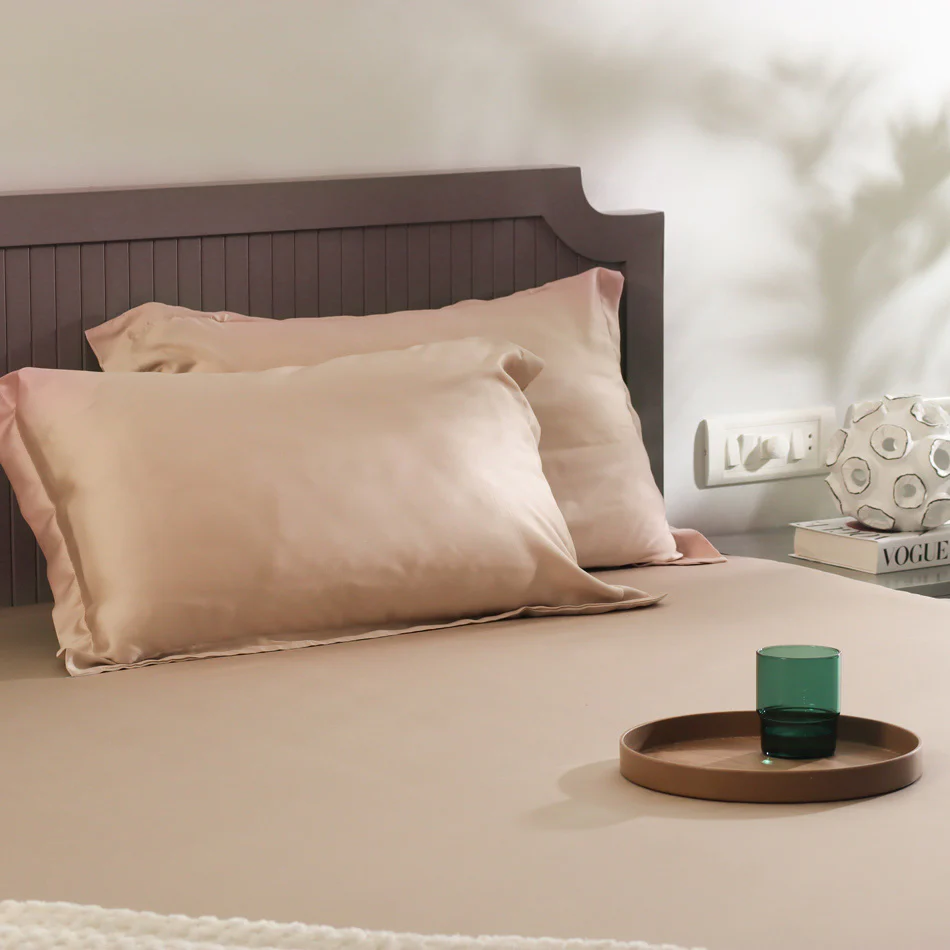 Bottega Bamboo Cotton King Size Bedsheet Set - Beige - Image 2
