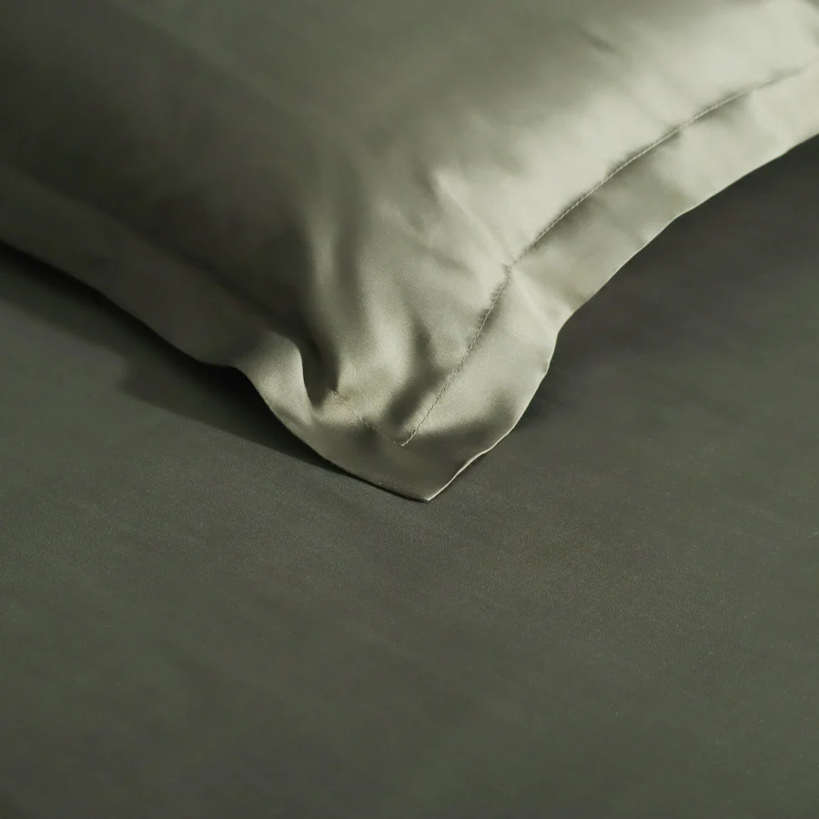 Bottega Bamboo Cotton King Size Bedsheet Set - Dark Green - Image 2