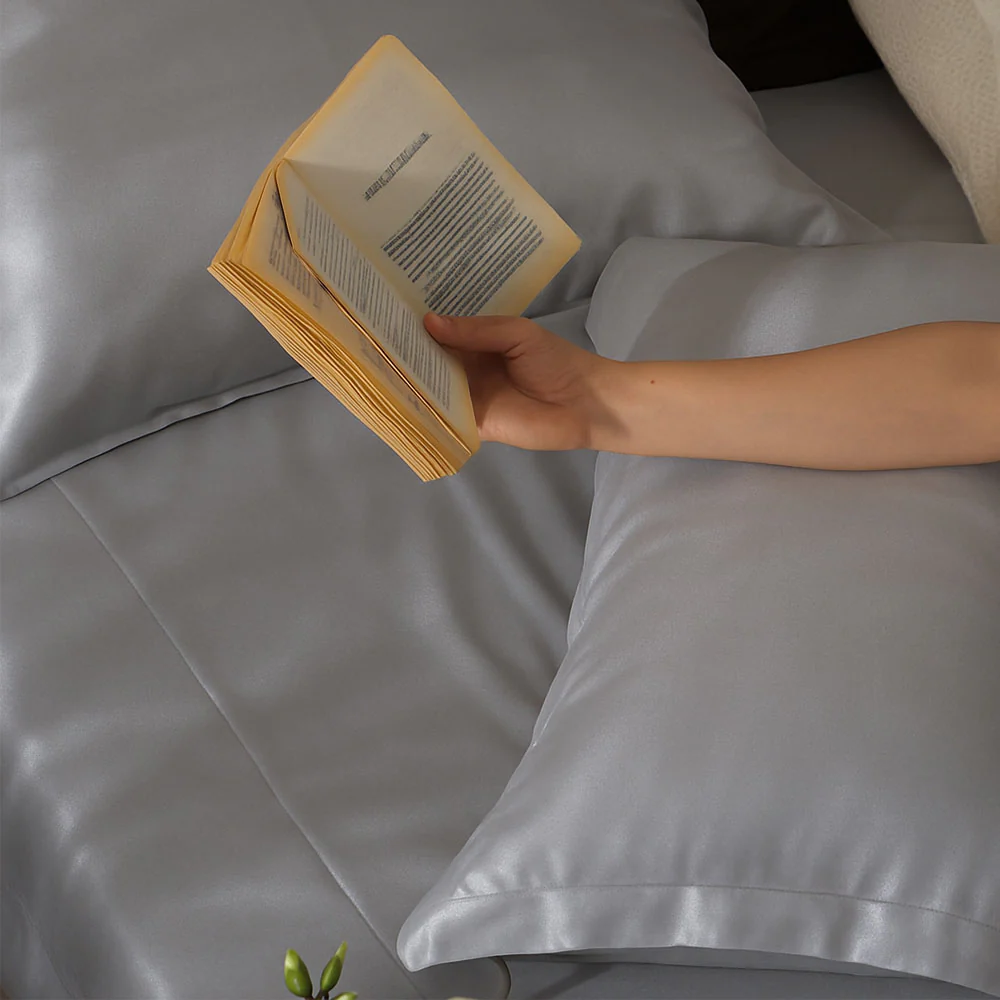 Bottega Bamboo Cotton King Size Bedsheet Set - Grey - Image 4