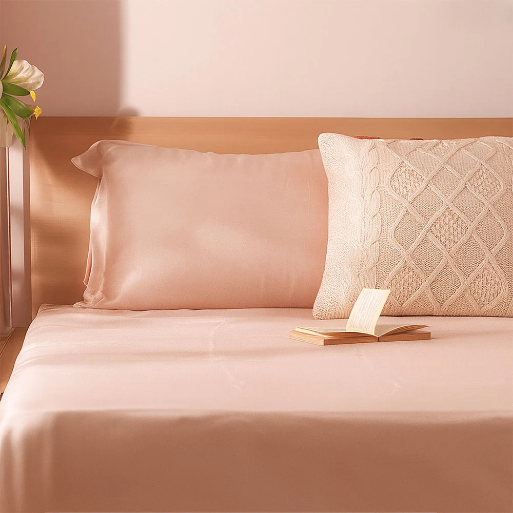 Bottega Bamboo Cotton King Size Bedsheet Set - Peach