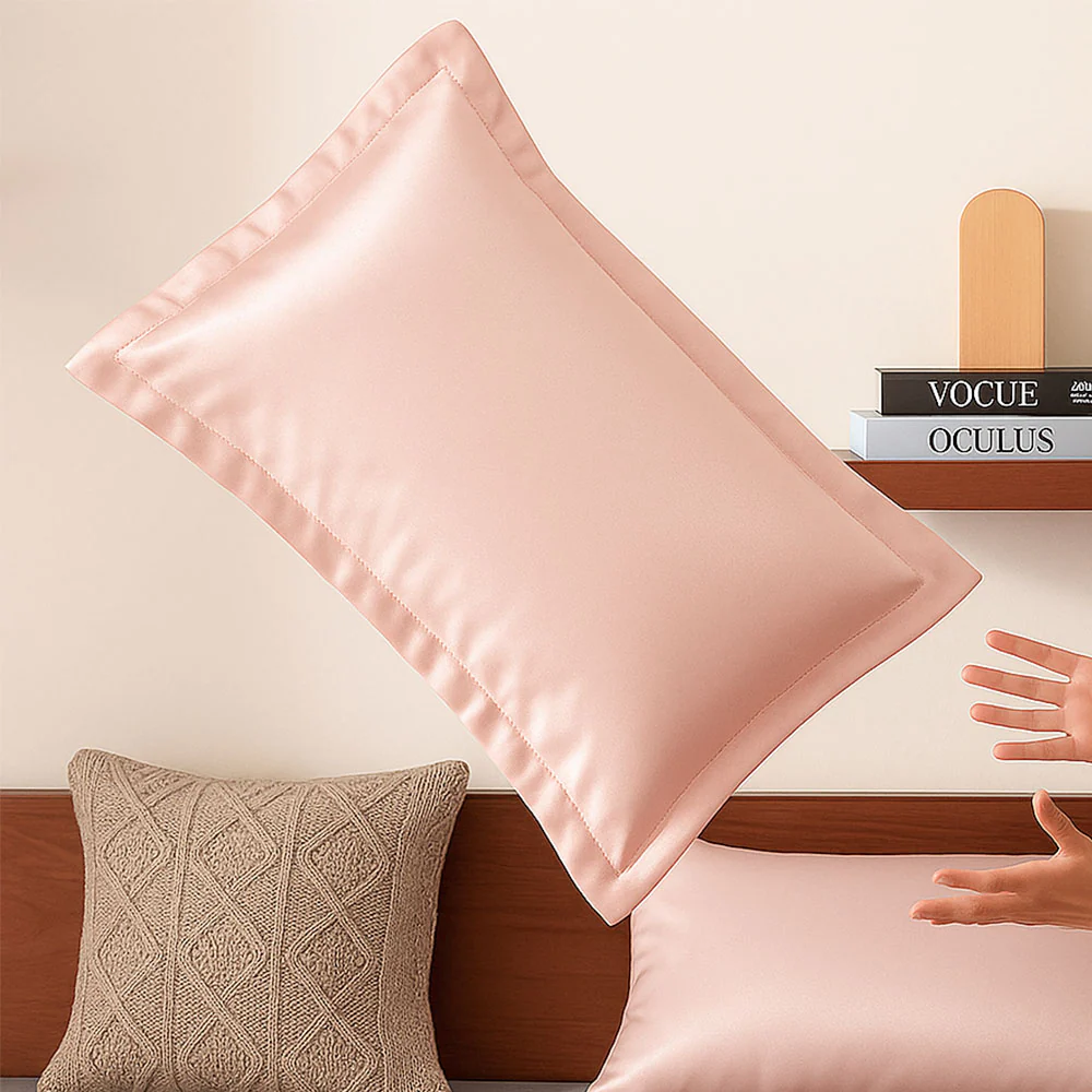 Bottega Bamboo Cotton King Size Bedsheet Set - Peach - Image 2