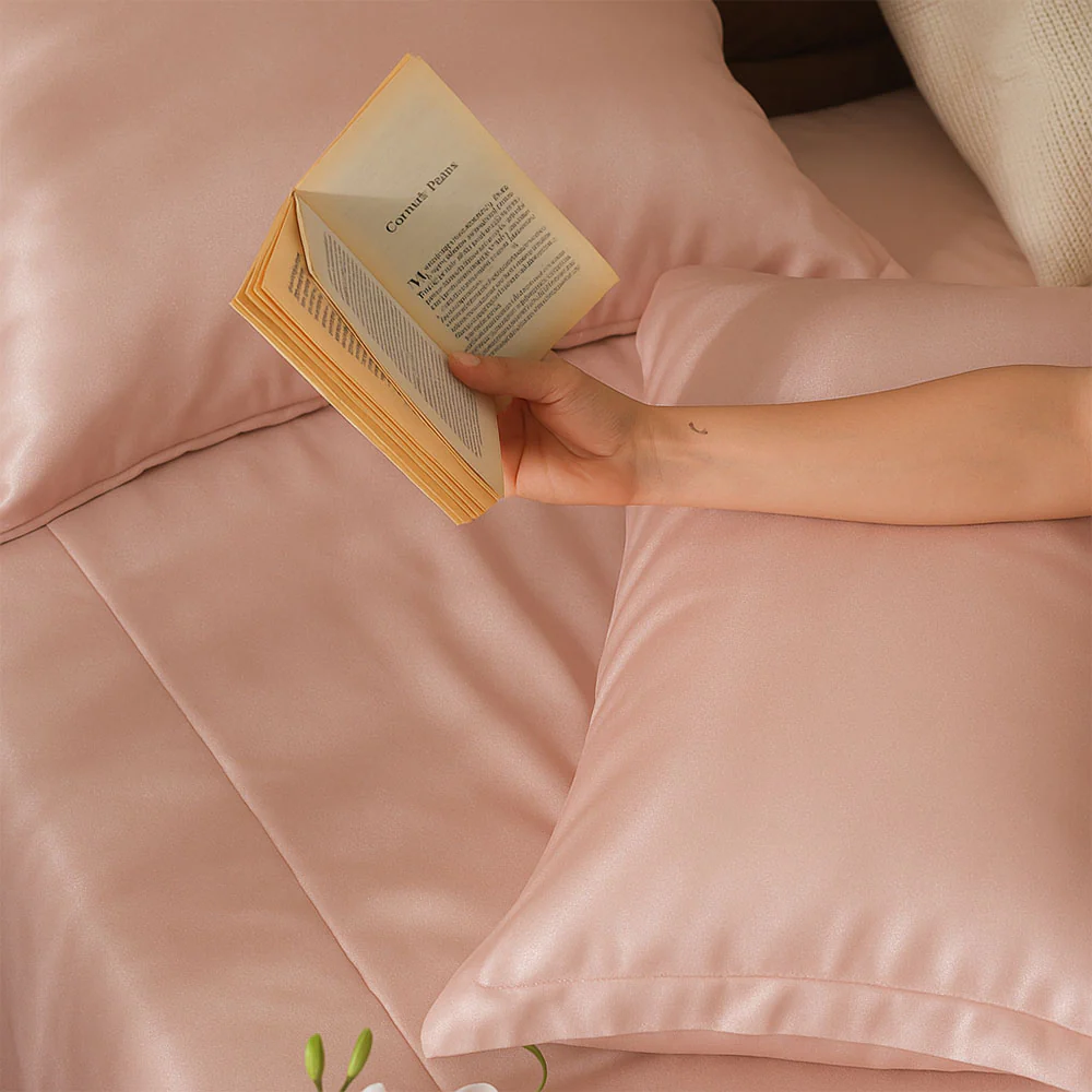 Bottega Bamboo Cotton King Size Bedsheet Set - Peach - Image 4