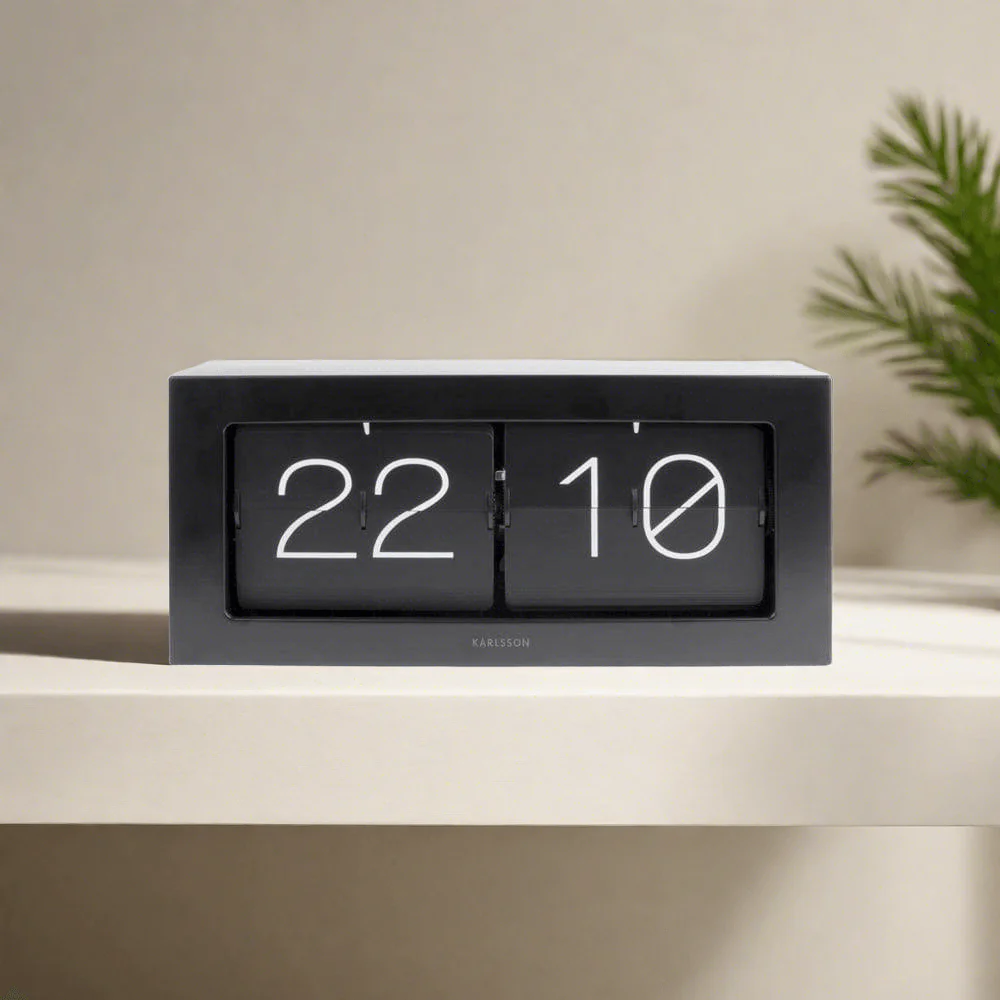 Boxed Flip Table Clock XL - Matt Black - Image 5