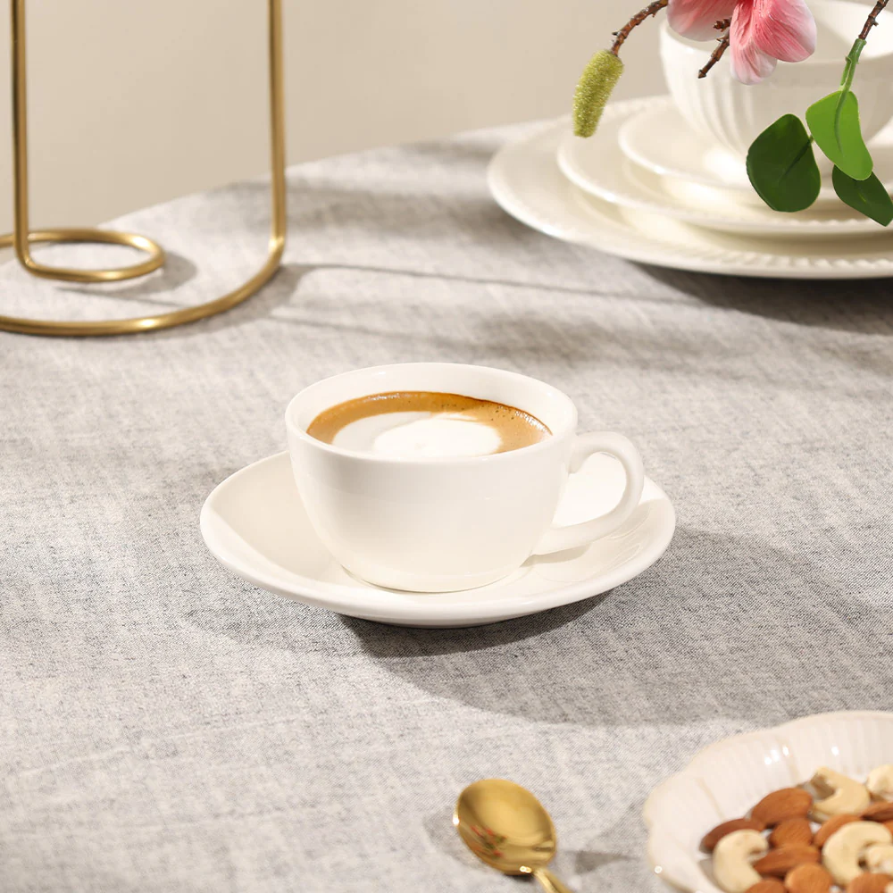 Briar Cappuccino Cup & Saucer Set - White - Image 3