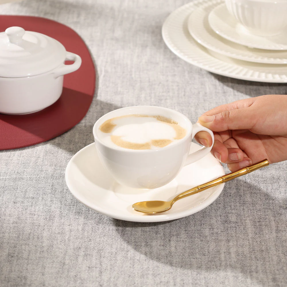 Briar Cappuccino Cup & Saucer Set - White - Image 4