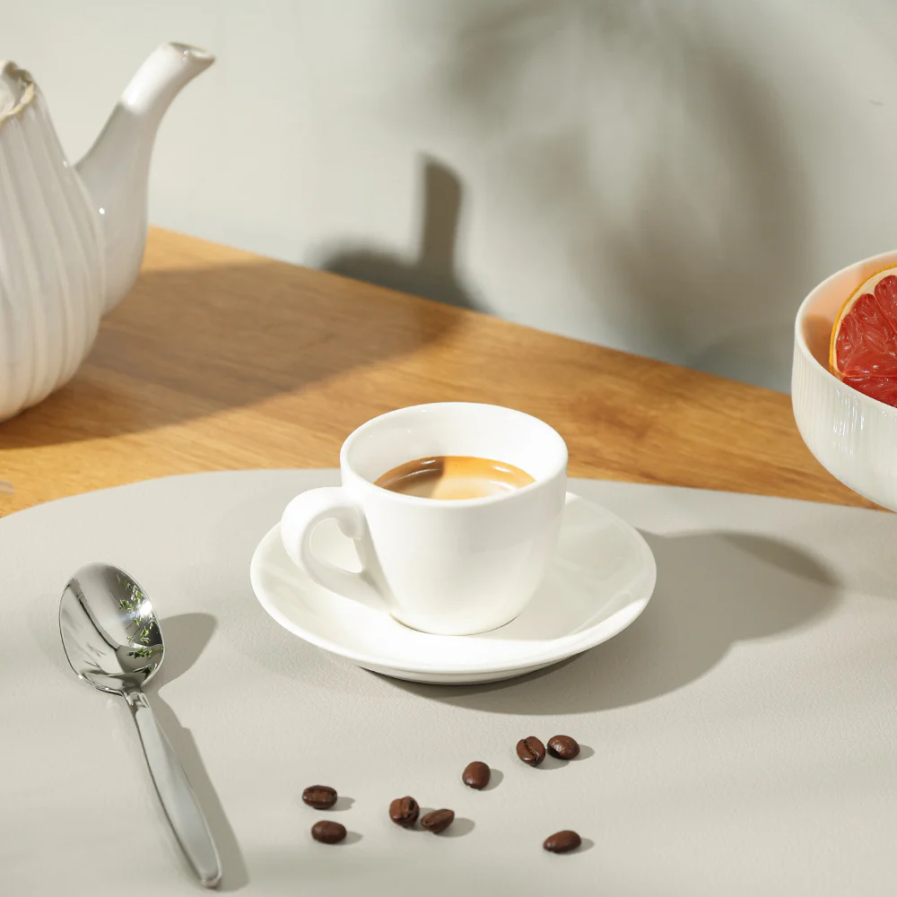 Briar Espresso Cup & Saucer Set - White - Image 2