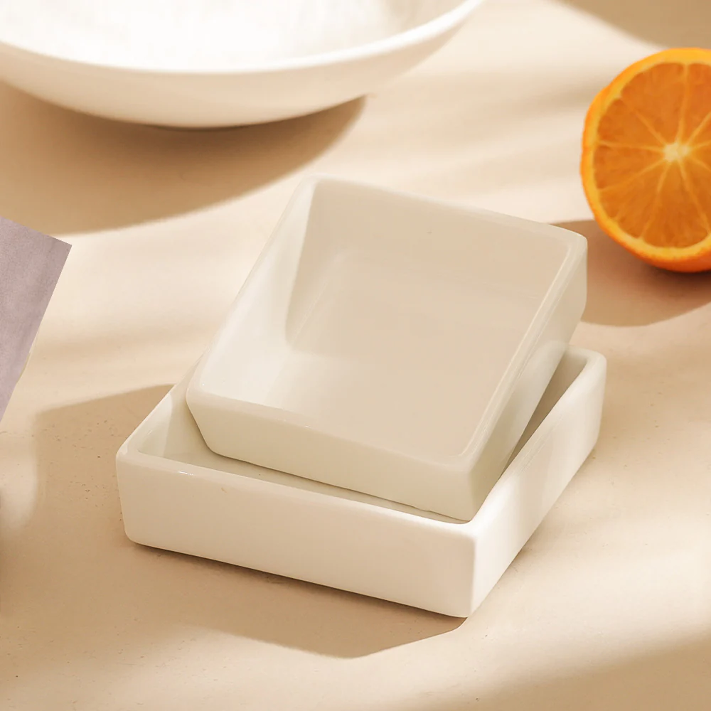 Briar Square Medium Bowls, Set of 2 - White - Image 6
