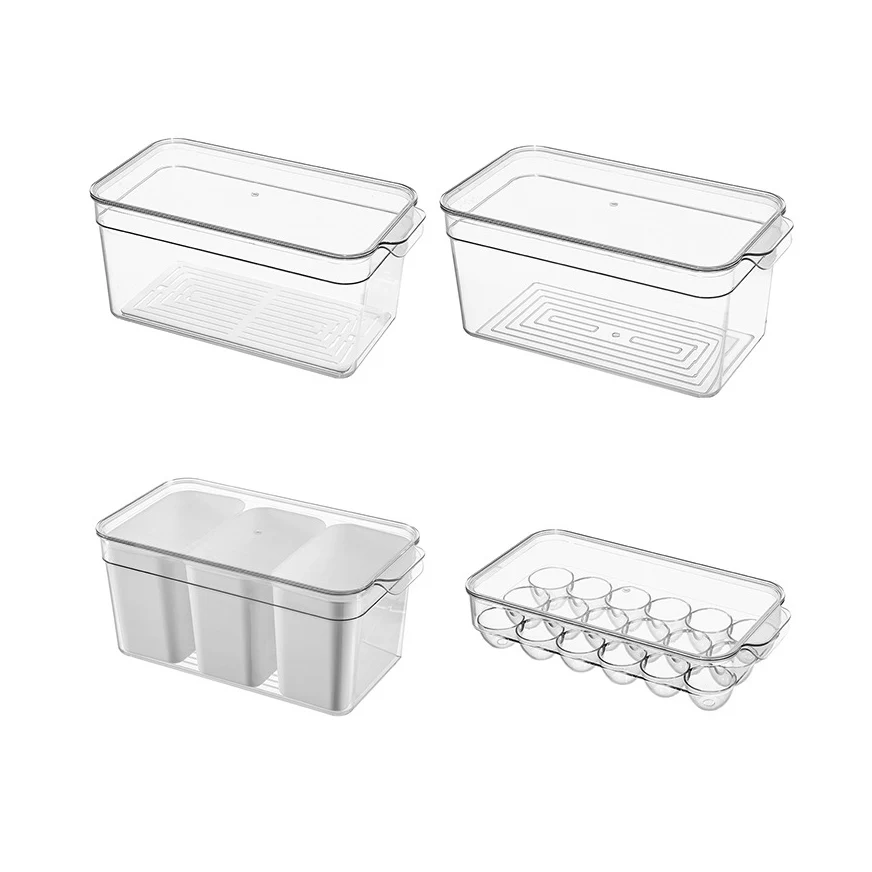 Brisk Multi-Purpose Fridge Organizers, Set of 4 - Clear - Image 3