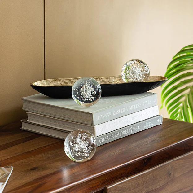 Bubbles Glass Decorative Balls, Set of 3 - Clear - Image 11