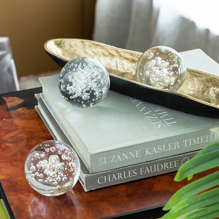Bubbles Glass Decorative Balls, Set of 3 - Clear - Image 5